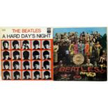 2 VINYL BEATLES LP RECORDS. Here we have an Italian copy of 'A Hard Day's Night' followed by a UK