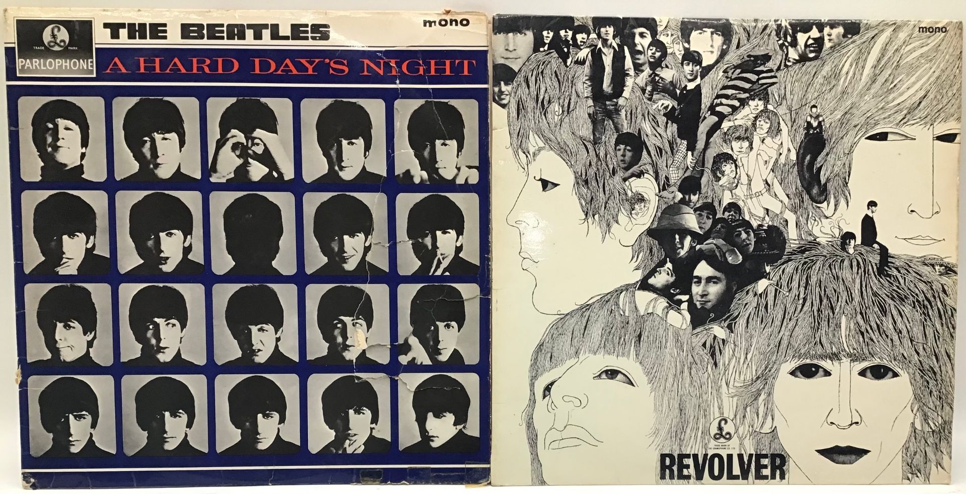 BEATLES VINYL LP RECORDS X 2. Both on yellow/black Parlophone labels we have a copy of 'A Hard
