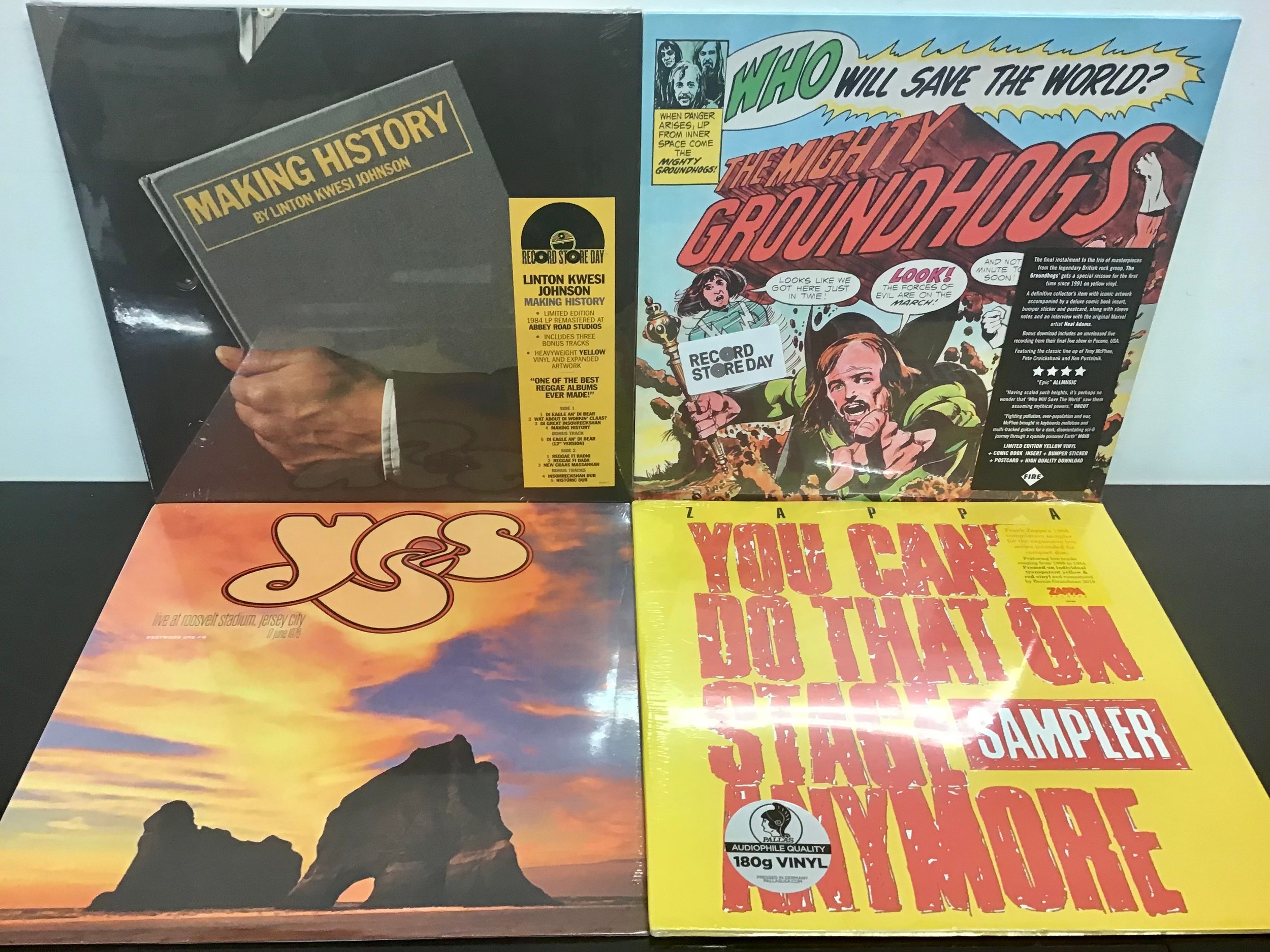 FACTORY SEALED VINYL ALBUMS X 4. Great selection here from - Yes - The Mighty Groundhogs - Frank