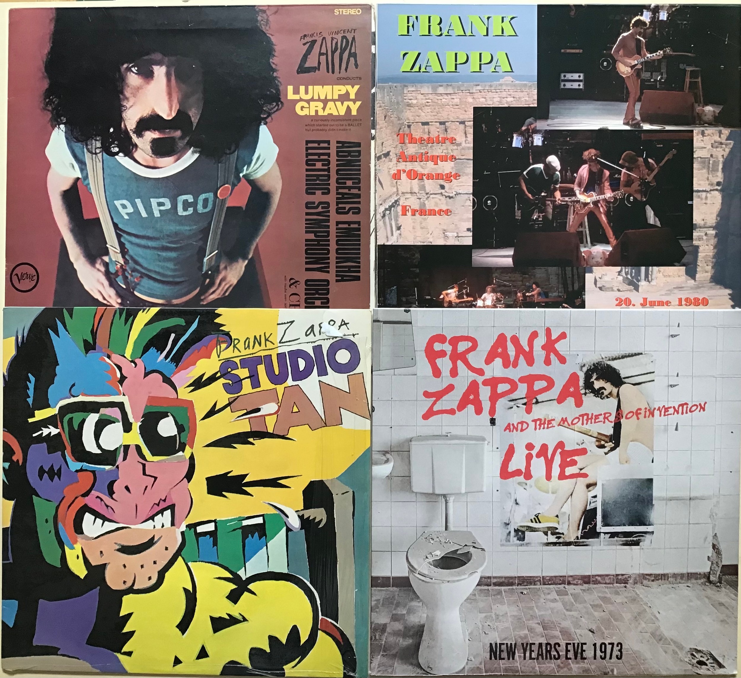 FRANK ZAPPA LP RECORDS X 4. Titles here include - Studio Tan on Discreet - Lumpy Gravy on Verve -