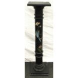 Ebonised decorated Torchere with square top and base 106x27x27cm