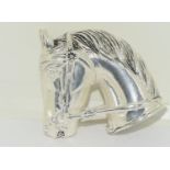 A silver plated horse head vesta case.