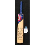 Hunts County full size hand signed autographed willow cricket bat with eight signatures: Devon