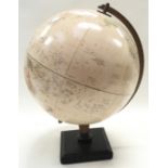 Vintage paper mache revolving globe of the world 96cm diameter 44cm tall.