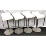 Set 4 polished aluminium gas filled contemporary bar stools 80x40x35cm