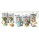 Royal Albert Beatrix Potter boxed figurines to include: Benjamin Bunny, Cicily Parsley, Aunty
