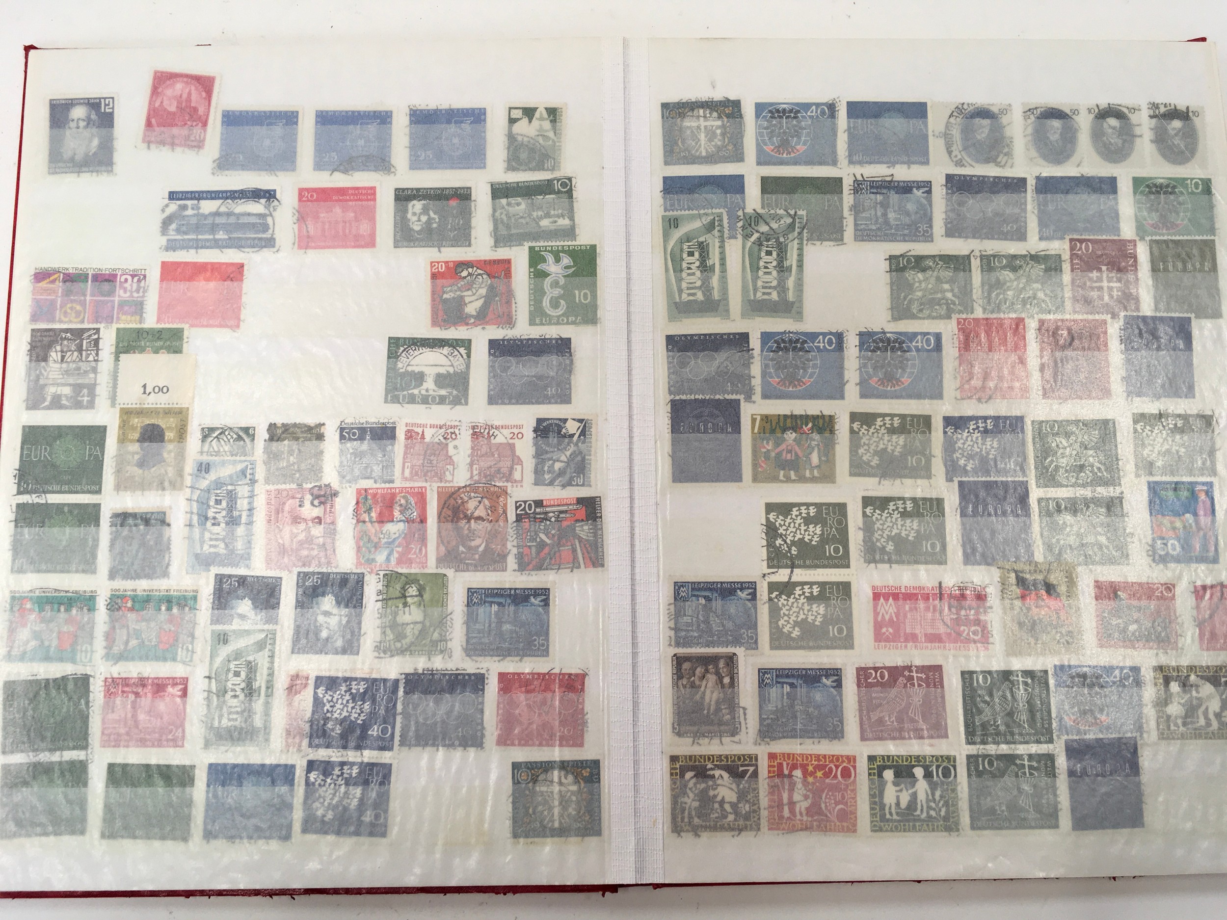 Red album containing German stamps. - Image 4 of 9