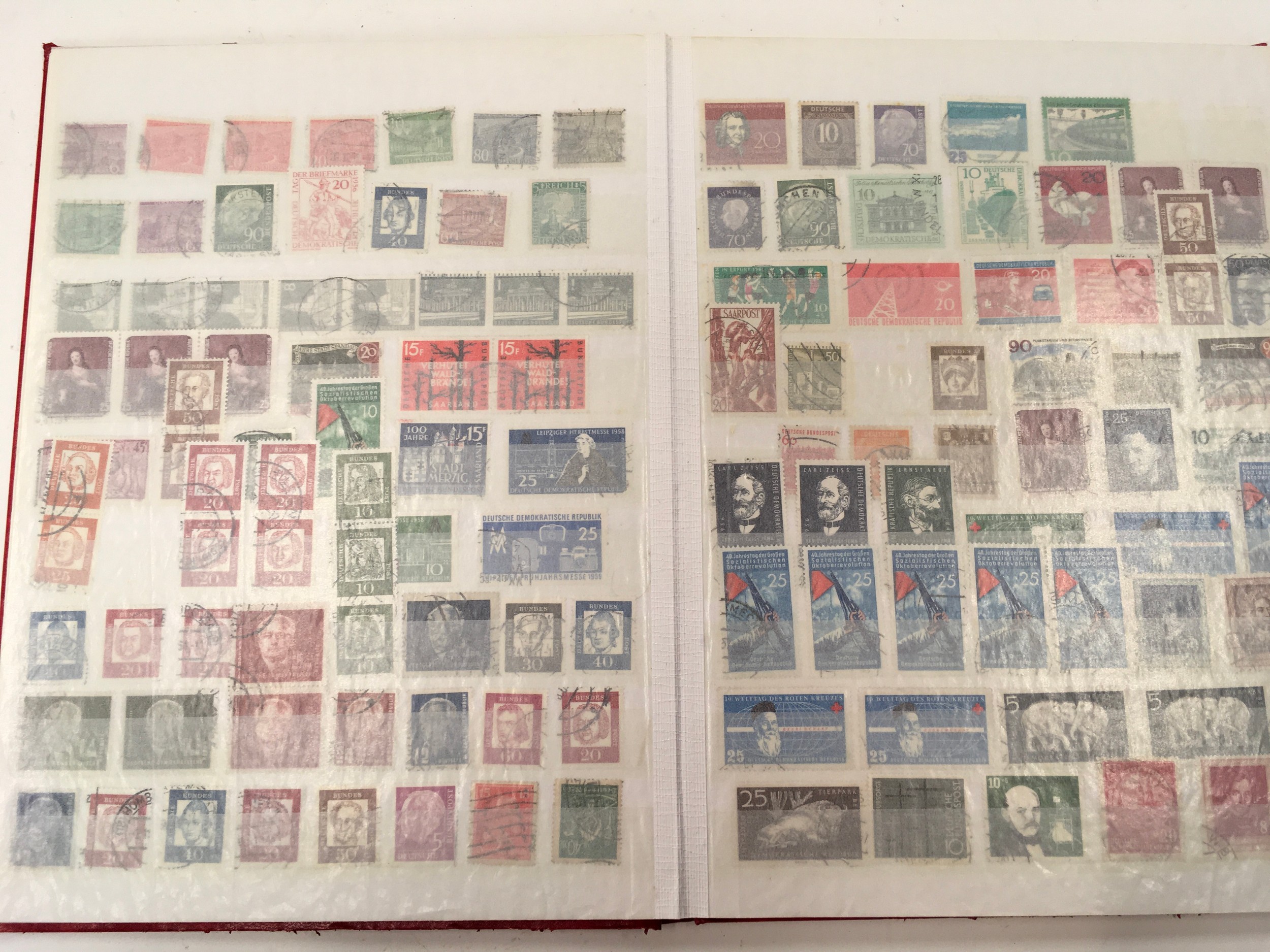 Red album containing German stamps. - Image 3 of 9