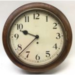 Oak Round faced enameled wall clock face 30cm diameter