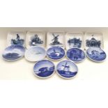 Collection of Royal Copenhagen blue and white pin dishes. 12 in all