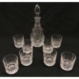 A set of eight crystal whisky glasses together with matching crystal glass decanter (9).