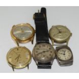 Five wristwatches to include an automatic Gubelin, A Medana calendar watch, two silver watches and