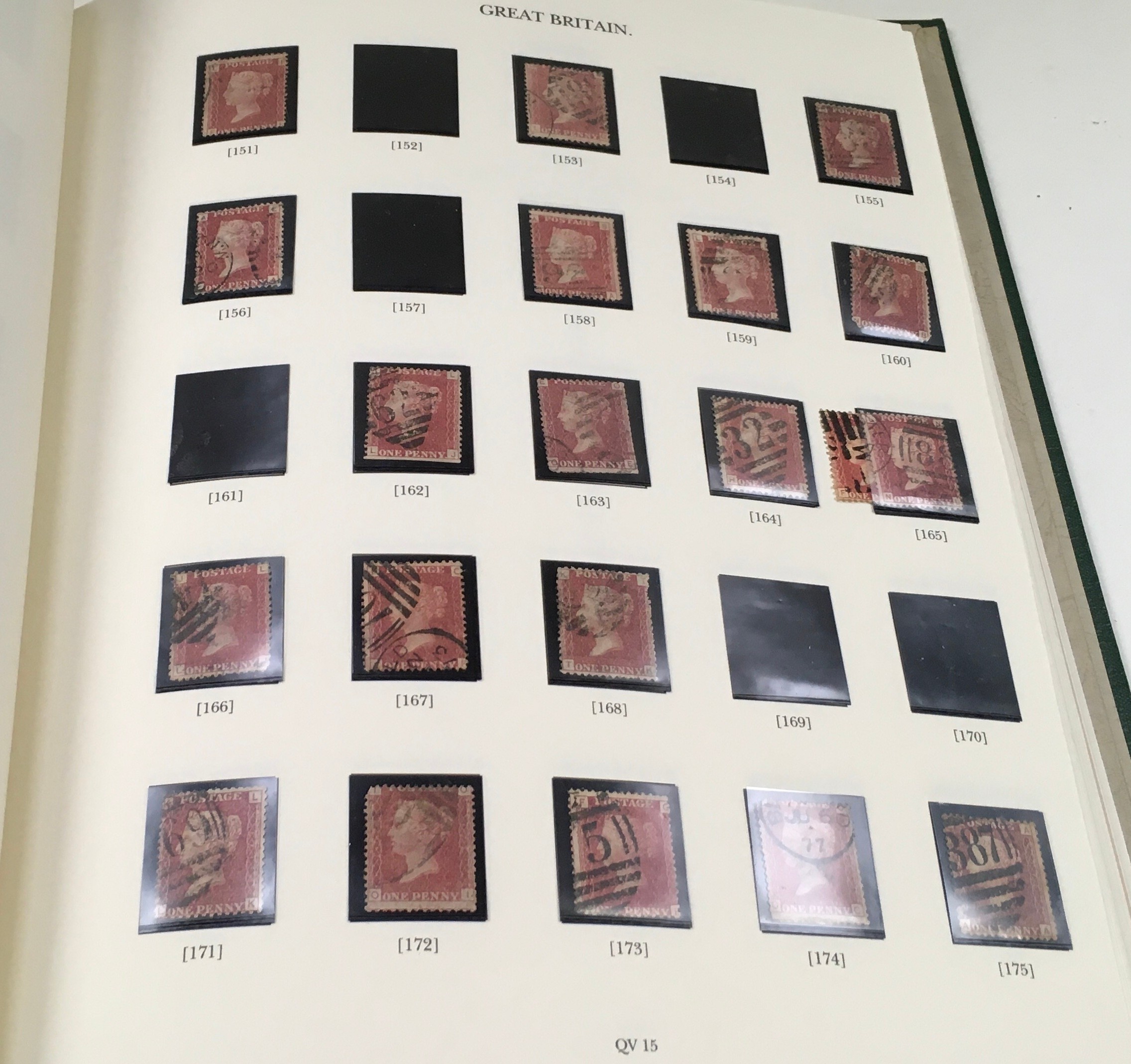 Green Windsor GB stamp album containing 122 Penny Reds (121 different plates) - Image 4 of 7