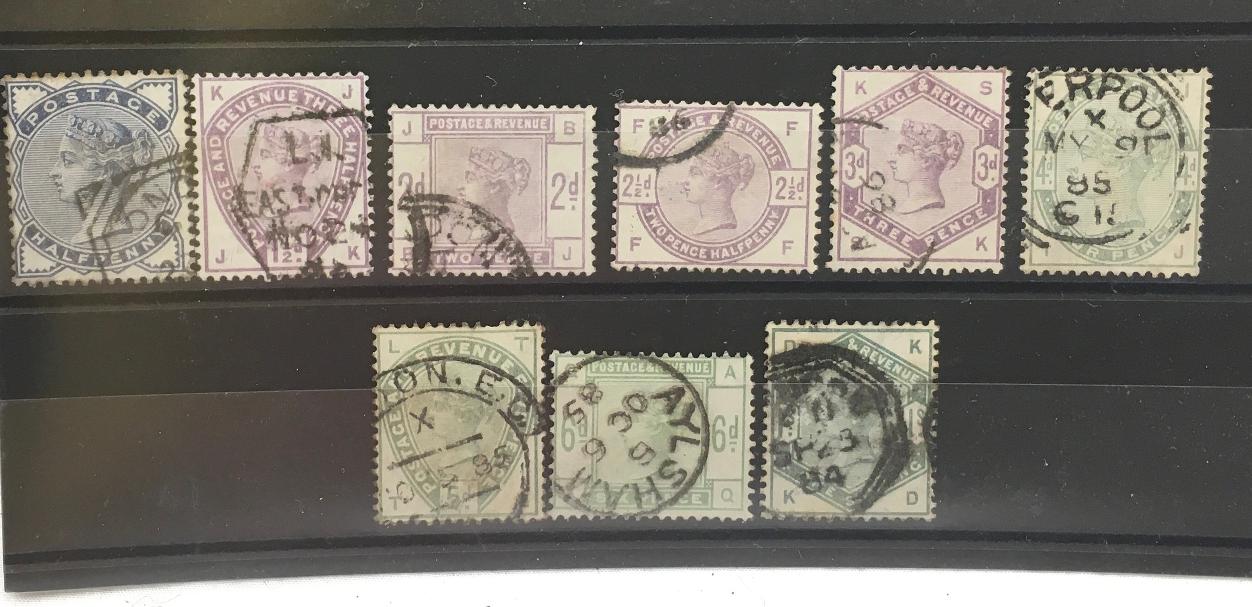 Stamps: GB 1883/4 SG 187-196 (No 92 SG 195). Used, good colours/cancels. Cat £1240