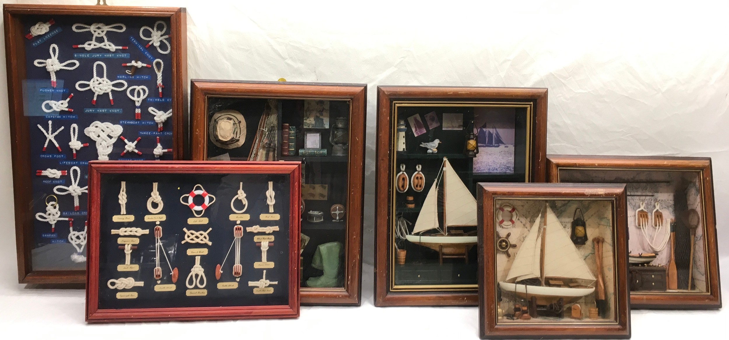 Collection of dioramas and knot boards. Ideal home bar or man-cave. 6 in all, the largest being