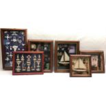 Collection of dioramas and knot boards. Ideal home bar or man-cave. 6 in all, the largest being