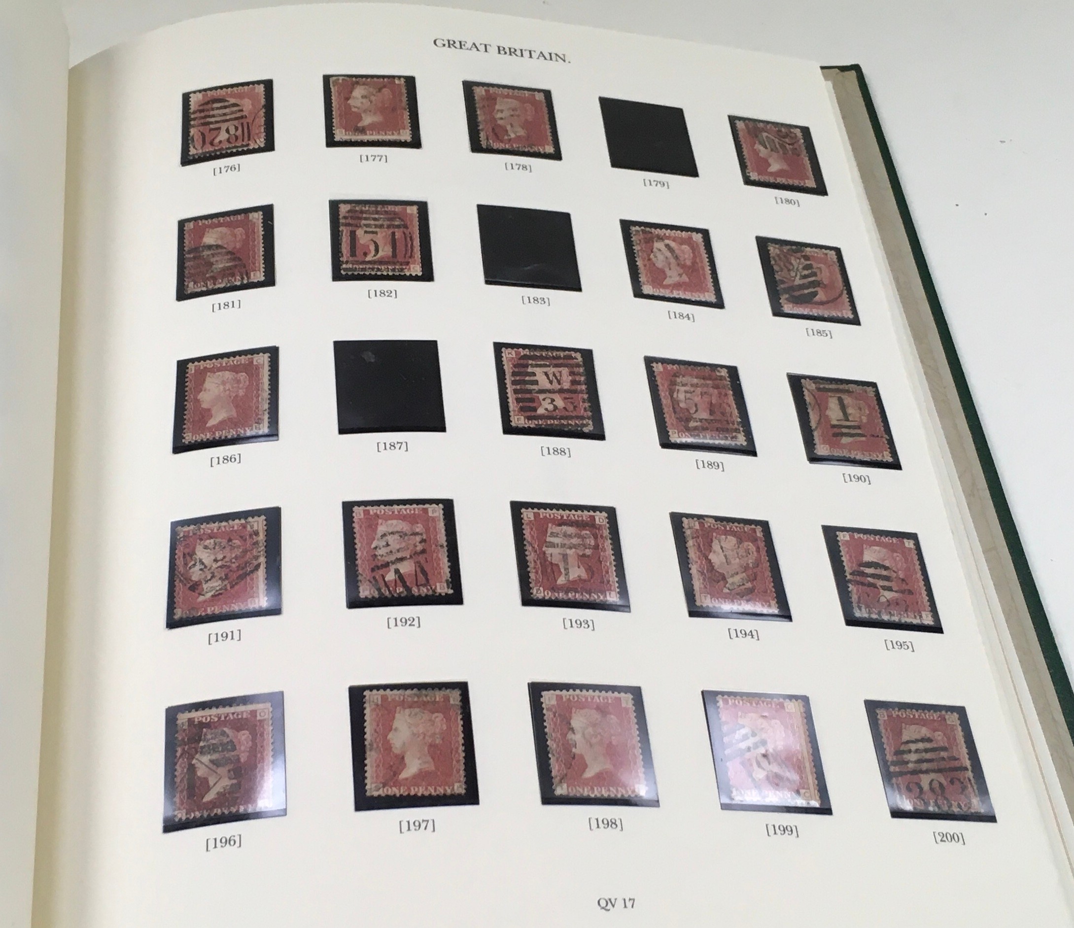 Green Windsor GB stamp album containing 122 Penny Reds (121 different plates) - Image 5 of 7