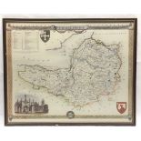 Framed reproduction map of Somersetshire dated 1836. O/all frame size 21" x 17"