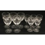 Stuart Crystal 1970s set of five wine glasses together with a set of six stemmed sherry glasses.