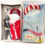 Parascensional of Italy plastic Parachutist figure (24cm) with plastic Parachute and Control Gear.