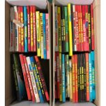 2 boxes of various vintage annuals and books to include Beano, Dandy, Cor!! And others.