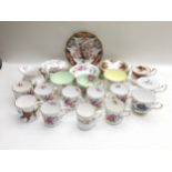 Collection of cabinet cups and saucers to include Royal Crown Derby and Royal Albert