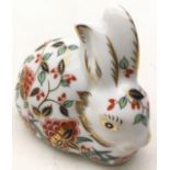 Royal Crown Derby paperweight "Meadow Rabbit" 1998 with gold stopper