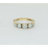 9ct gold opal 5 stone ring. Size O.