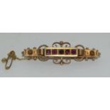 9ct gold ruby set bar brooch