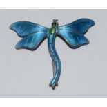 A JA & S Art Deco silver and enamel dragonfly brooch. Birmingham 1916.