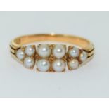 18ct gold antique set pearl ring size Q ref 947963