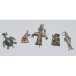 5 silver charms, includes Nuvo policeman.