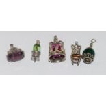 5 silver/glass charms includes Nuvo soda syphon.