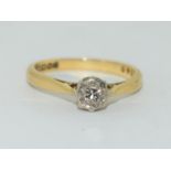 18ct gold ladies diamond solitare ring size J