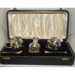 Silver condiment set boxed with liners