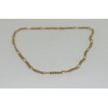 9ct gold figaro neck chain 42cm 5.5gm