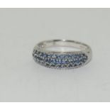 9ct white gold ladies sapphire bar ring size N