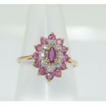 9ct gold ruby and diamond ring. Size N.