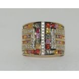 Silver gilt hallmarked gem set ring. Size U. Brand new.