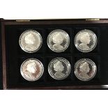 British Virgin Islands 6 x 1oz coin set 'the quadricentennial of the life of Elizabeth I'. In wooden