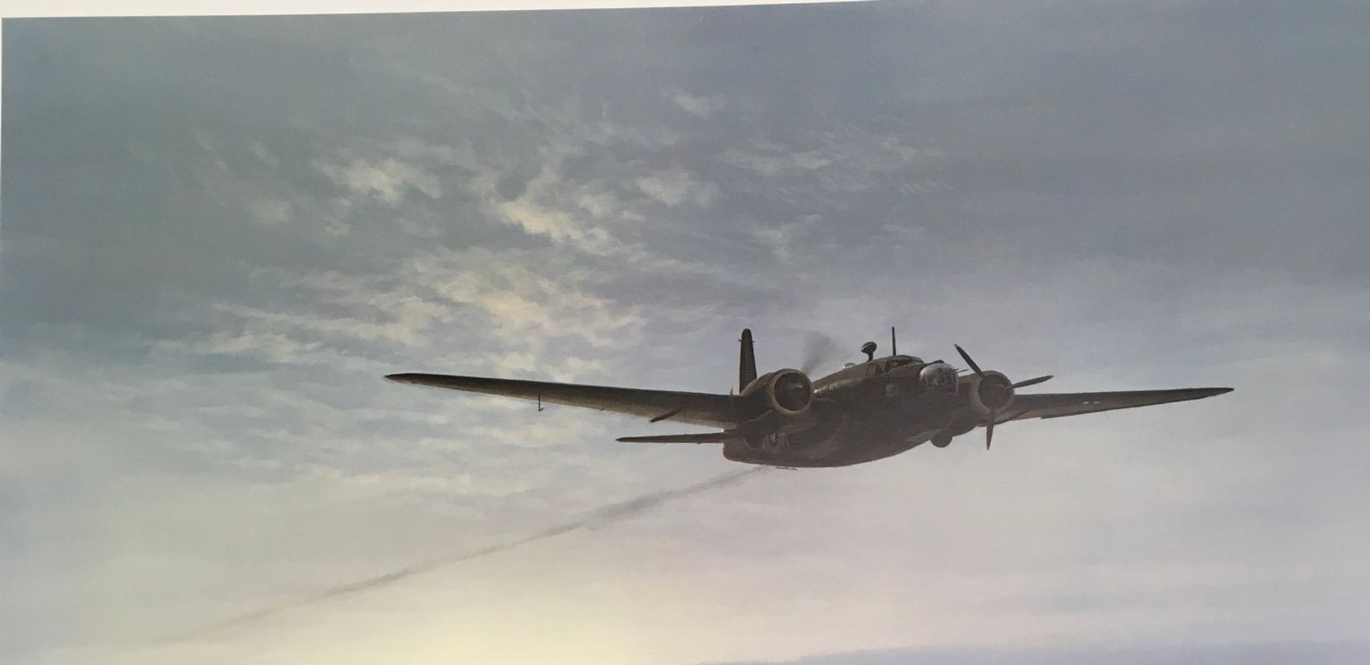 Overdue a ltd edition second WW study of RAF airplane by Gerald Coulson with indentation stamp - Image 4 of 6