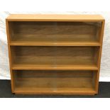 Odhams light oak bookcase with glazed sliding doors to front 82x92x22cm