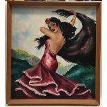 David Taylor: Mid 20th century framed oil on board painting of a flamenco dancer signed and dated