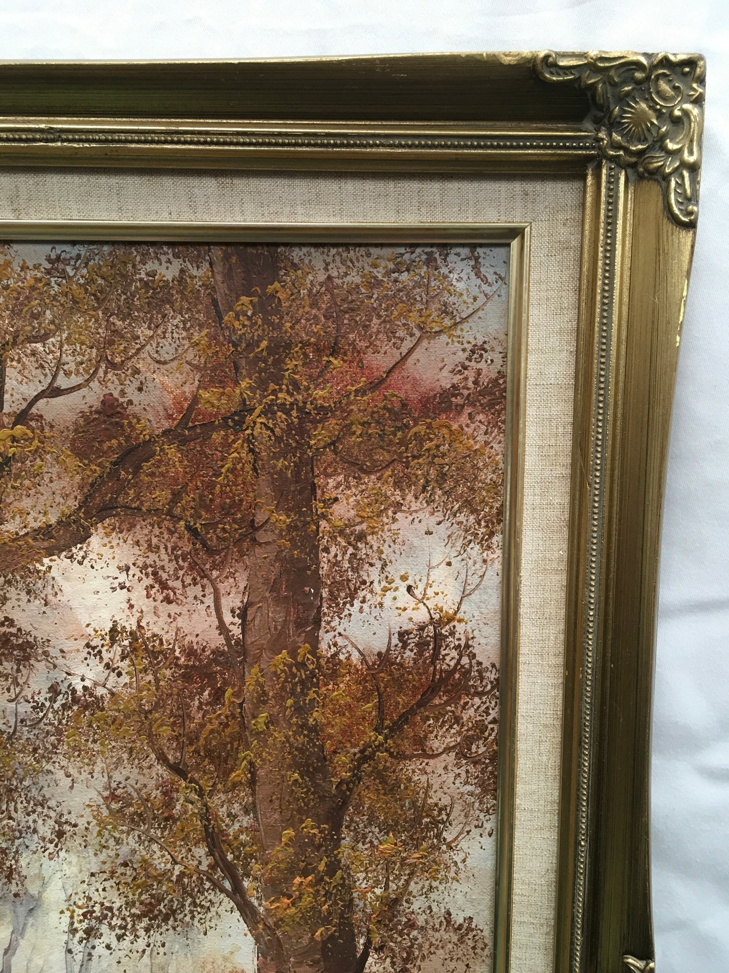 Large gilt frame oil on canvase of an "Autumn Woodland" scene signed C.Inness 100x70cm - Image 3 of 8