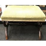 Antique mahogany X frame stool 40x60x50cm