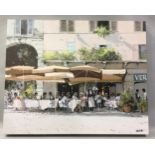 Print on canvas, Cafe Italiano by Louis Du Var. 19.5" x 16"