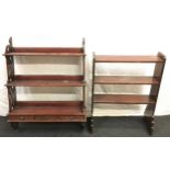 Art Deco style oak free standing shelf unit of three shelves c/w a wall unit consisting of three
