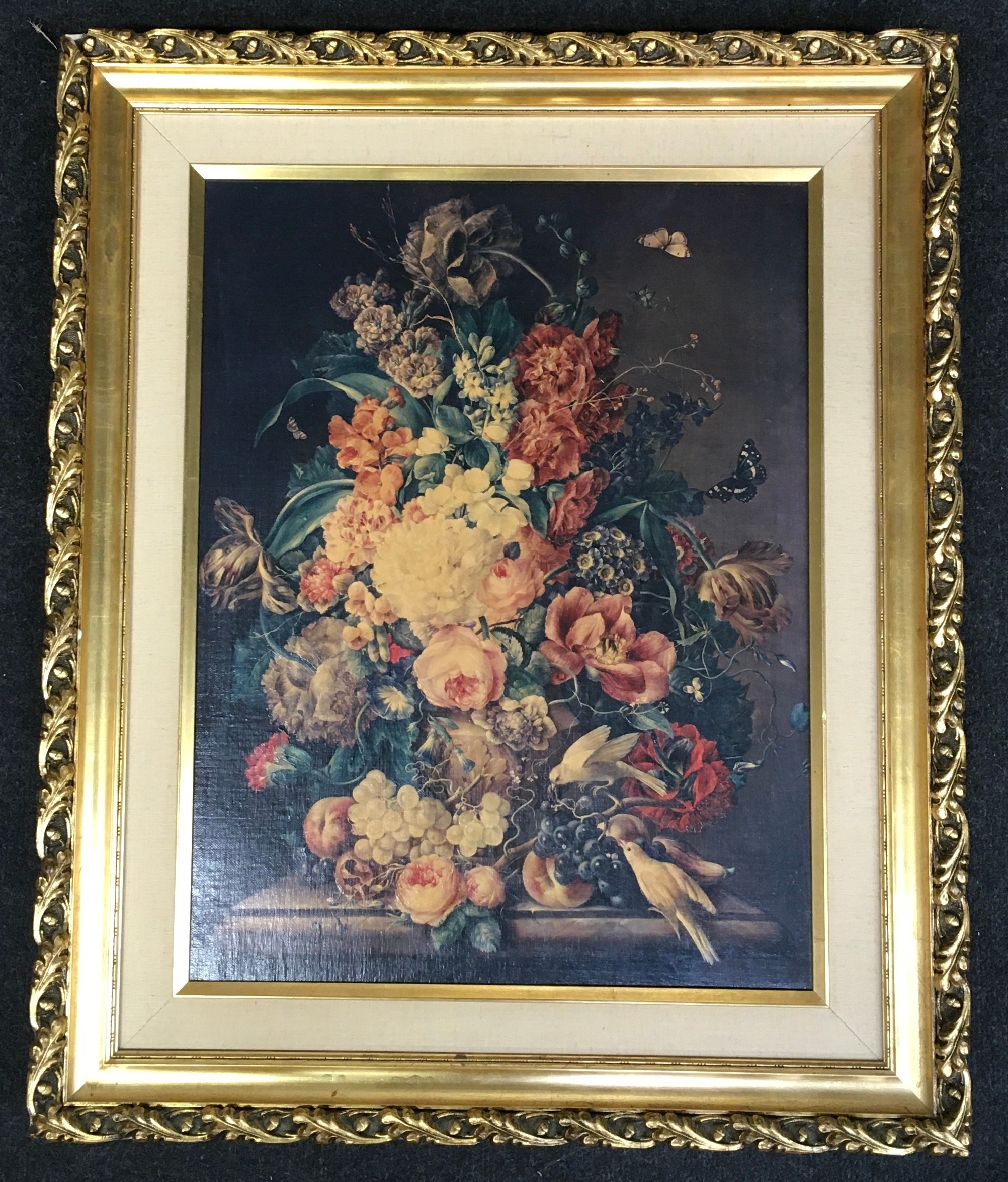 Gilt framed oil on canvas painting "Flowerpiece" by Petter (1791-1866) 61x74cm.