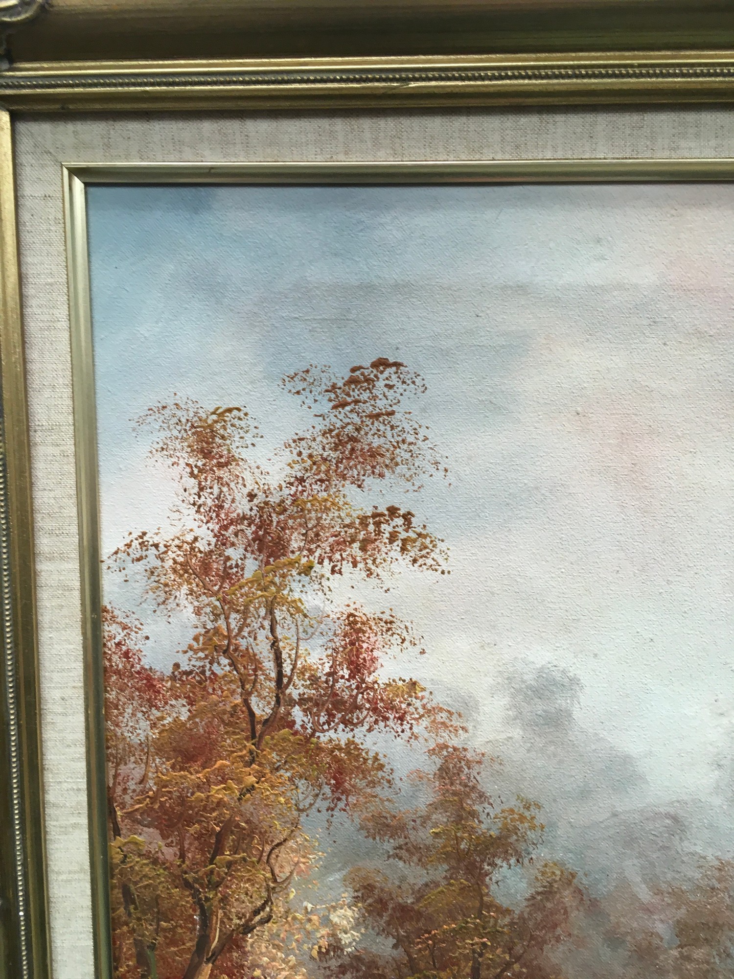 Large gilt frame oil on canvase of an "Autumn Woodland" scene signed C.Inness 100x70cm - Image 7 of 8