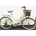 A Bridgeford cream ladies bicycle, 6 gears with basket and bell, size 19"/49cm